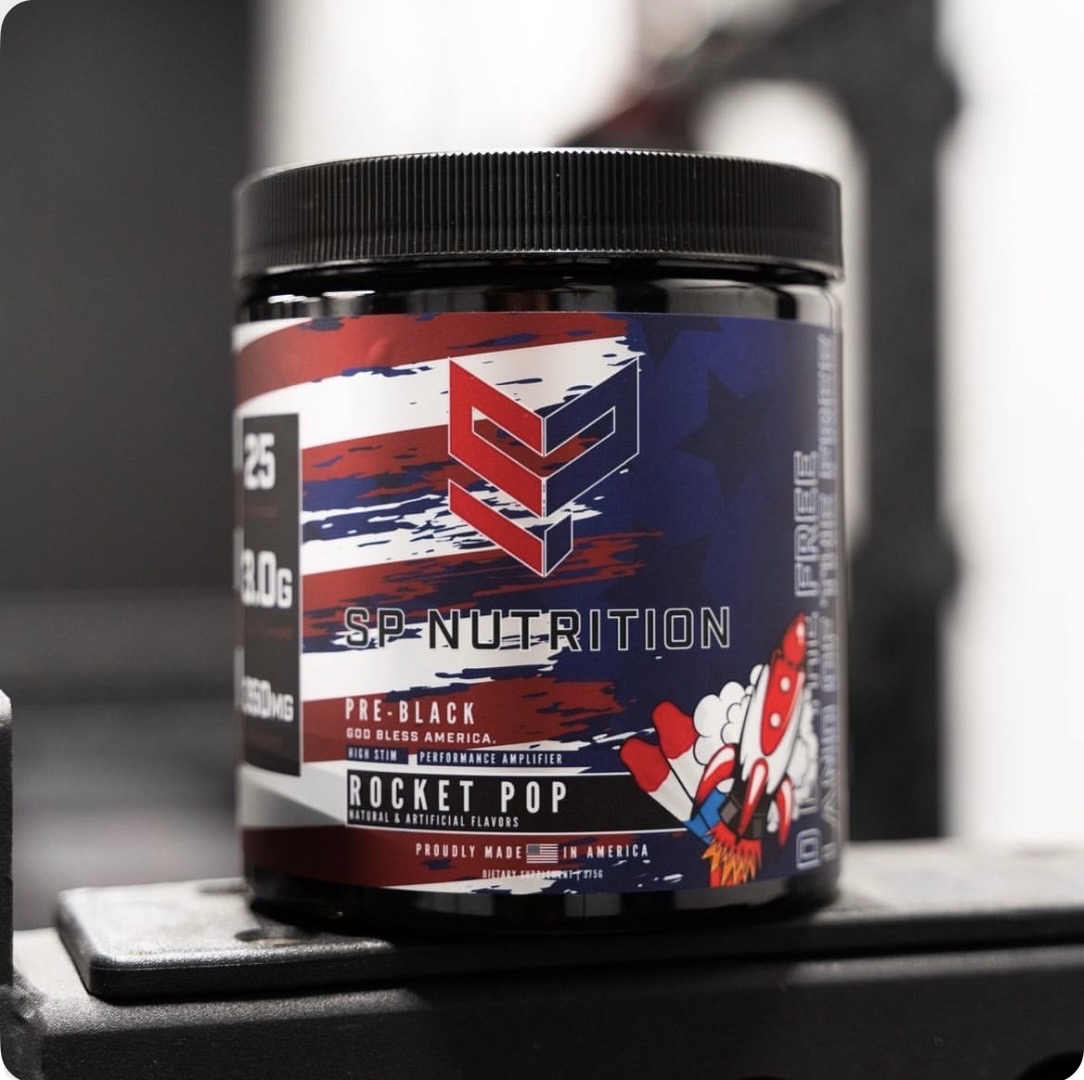 SP Nutrition Rocket Pop supplement packaging, close-up product photograph