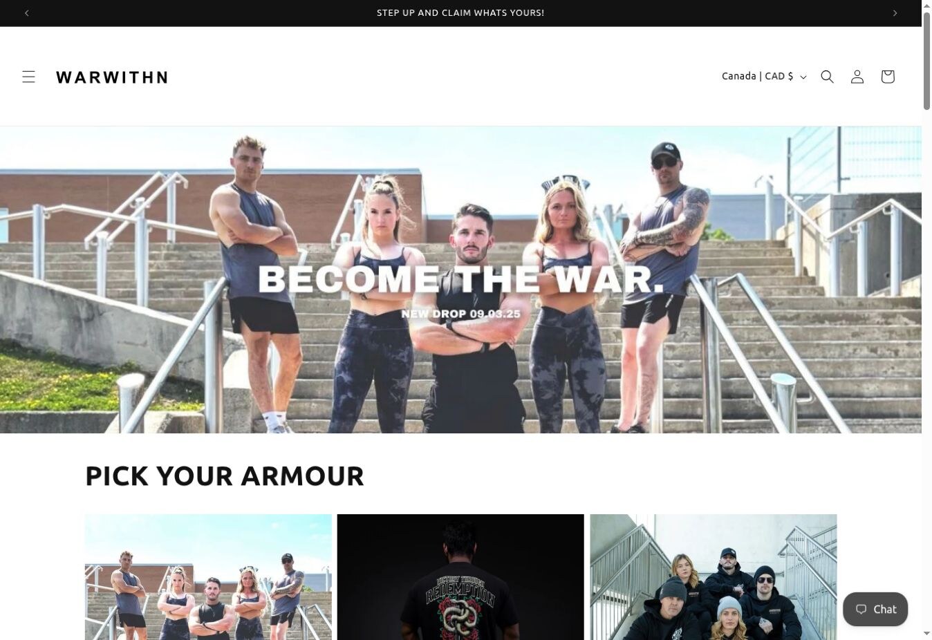 WARWITHN apparel ecommerce website homepage